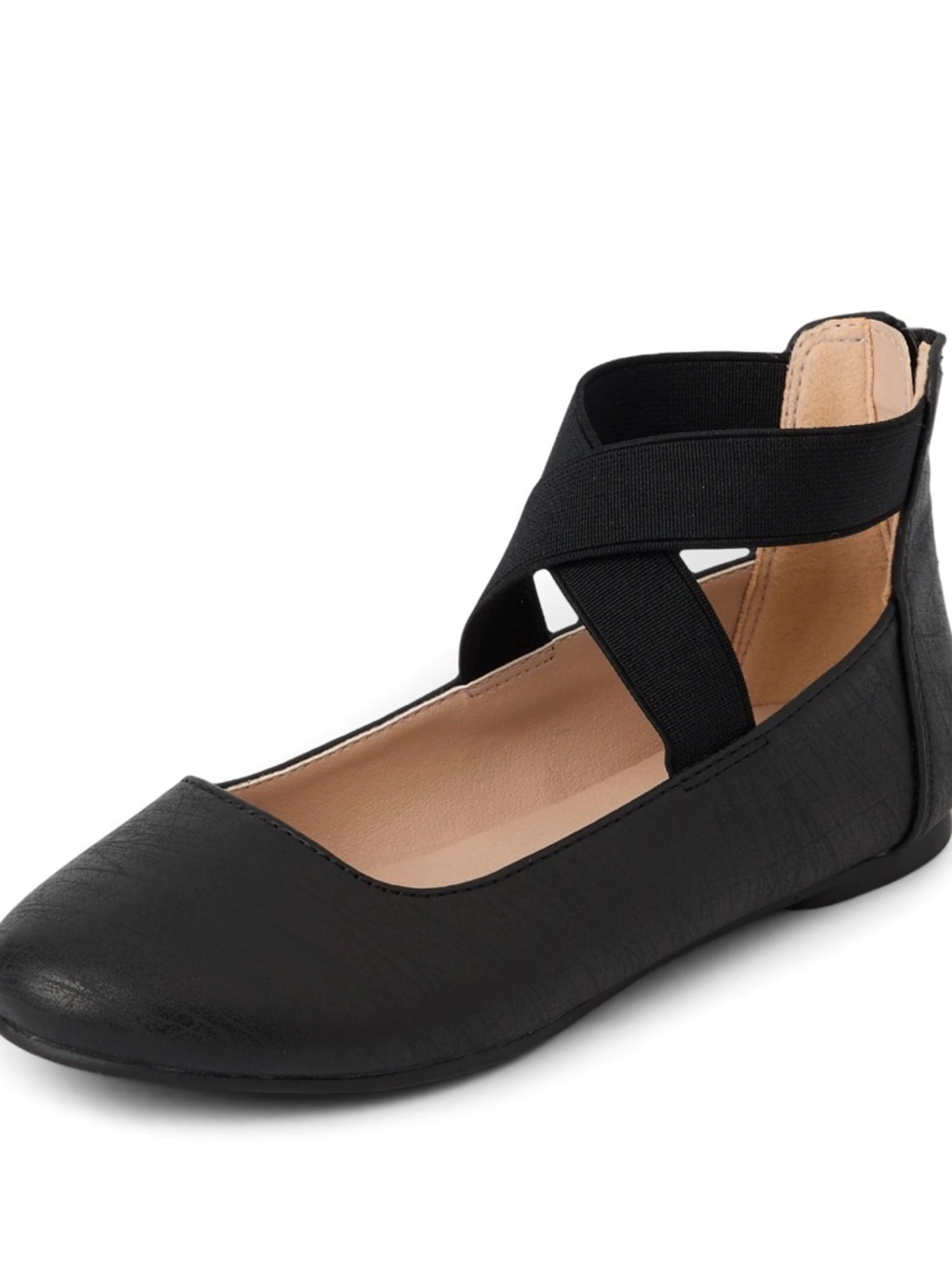 🖤🩰 Girls Black Cross Strap Ballet Flats – Size 4 (Brand New)